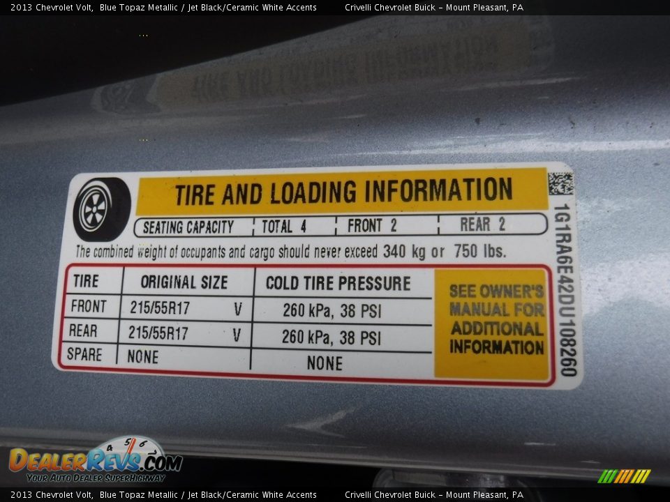 2013 Chevrolet Volt Blue Topaz Metallic / Jet Black/Ceramic White Accents Photo #33