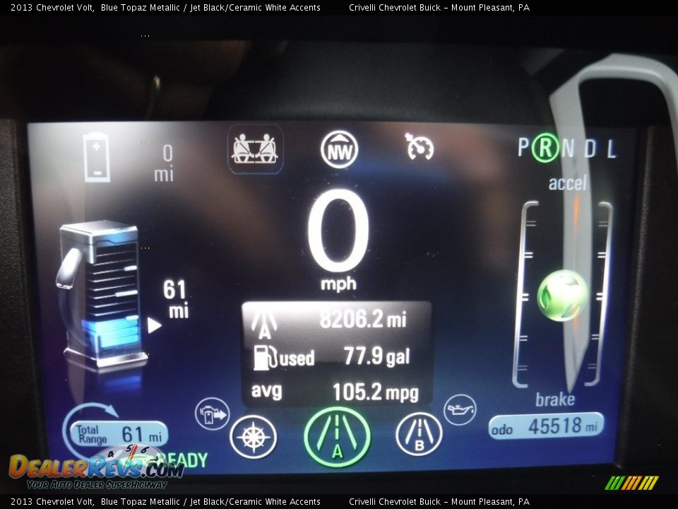 2013 Chevrolet Volt Blue Topaz Metallic / Jet Black/Ceramic White Accents Photo #35