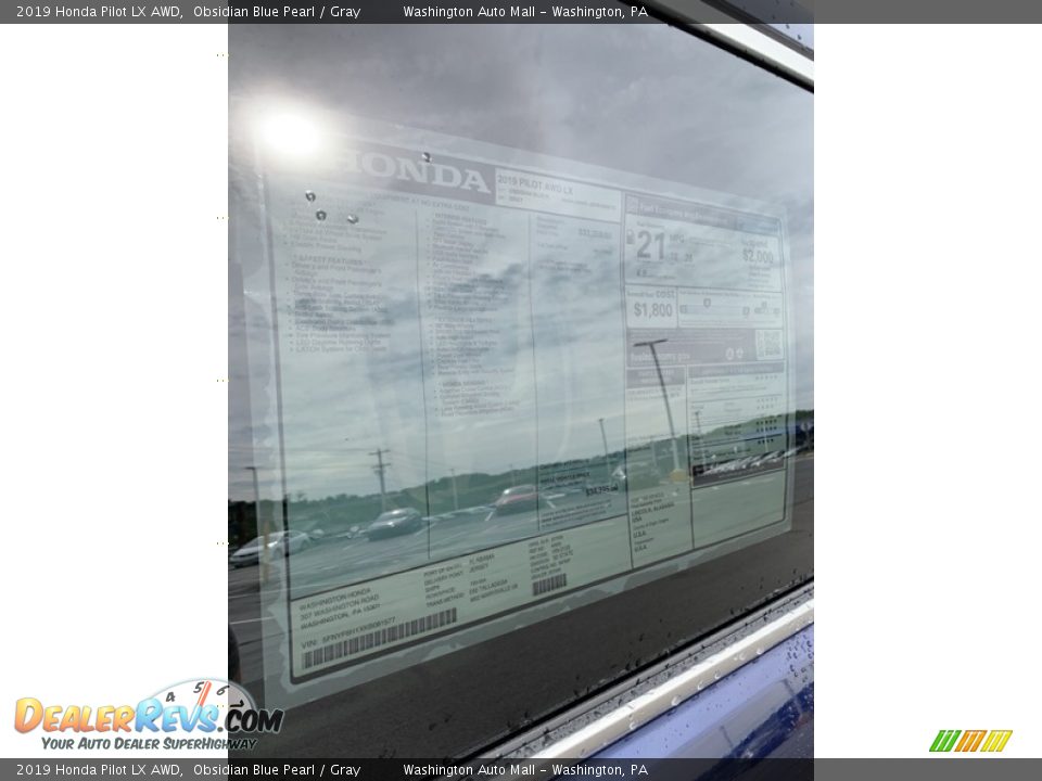 2019 Honda Pilot LX AWD Obsidian Blue Pearl / Gray Photo #15
