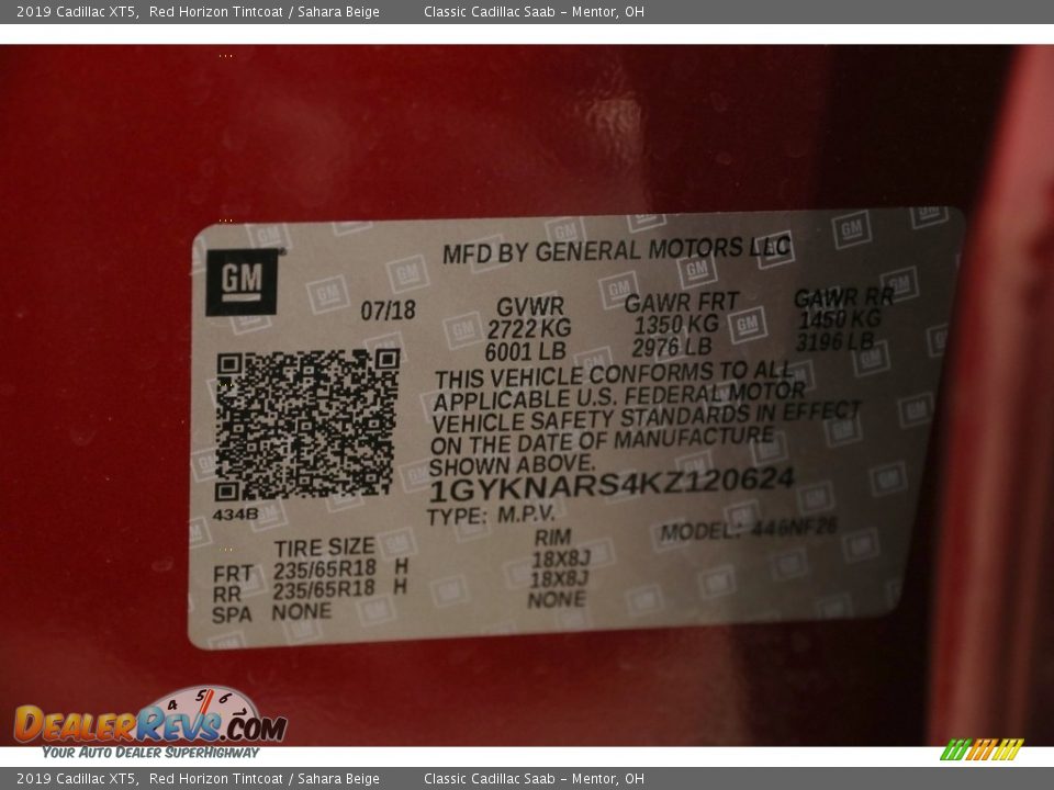 2019 Cadillac XT5 Red Horizon Tintcoat / Sahara Beige Photo #28