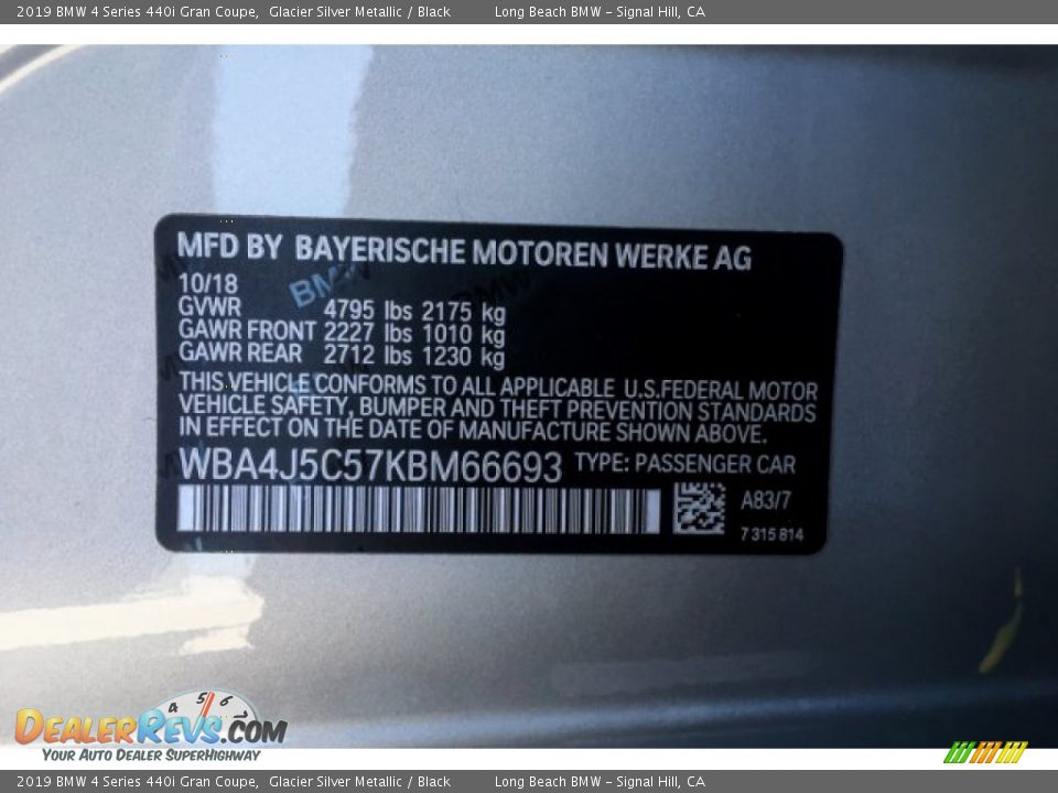 2019 BMW 4 Series 440i Gran Coupe Glacier Silver Metallic / Black Photo #11