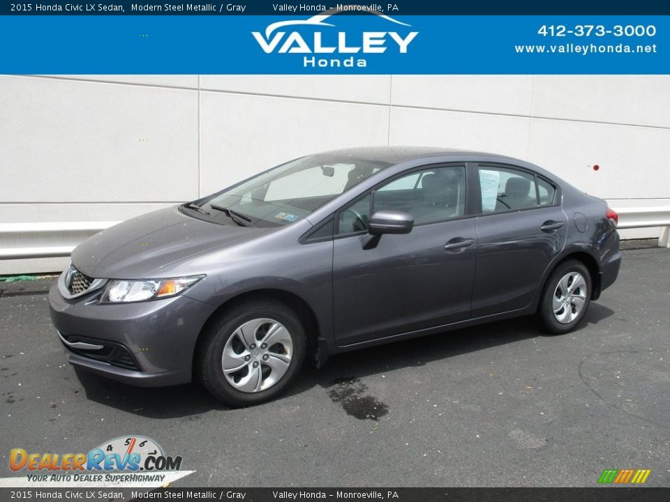 2015 Honda Civic LX Sedan Modern Steel Metallic / Gray Photo #1