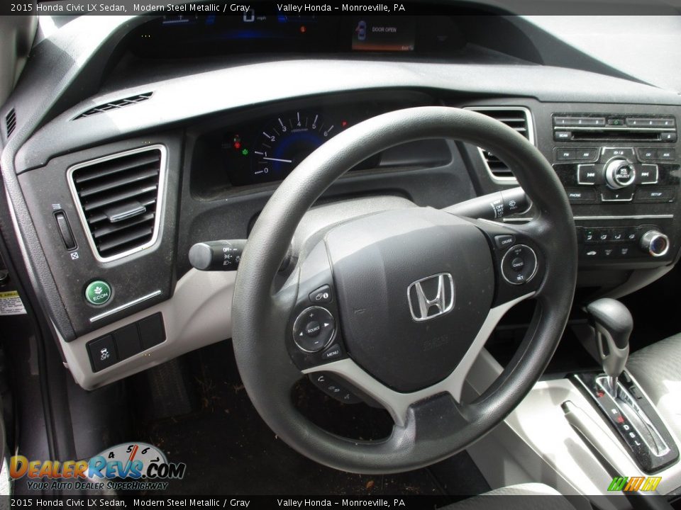 2015 Honda Civic LX Sedan Modern Steel Metallic / Gray Photo #13