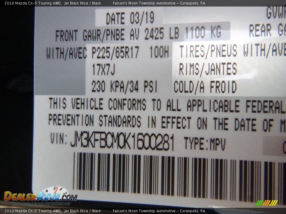 2019 Mazda CX-5 Touring AWD Jet Black Mica / Black Photo #11