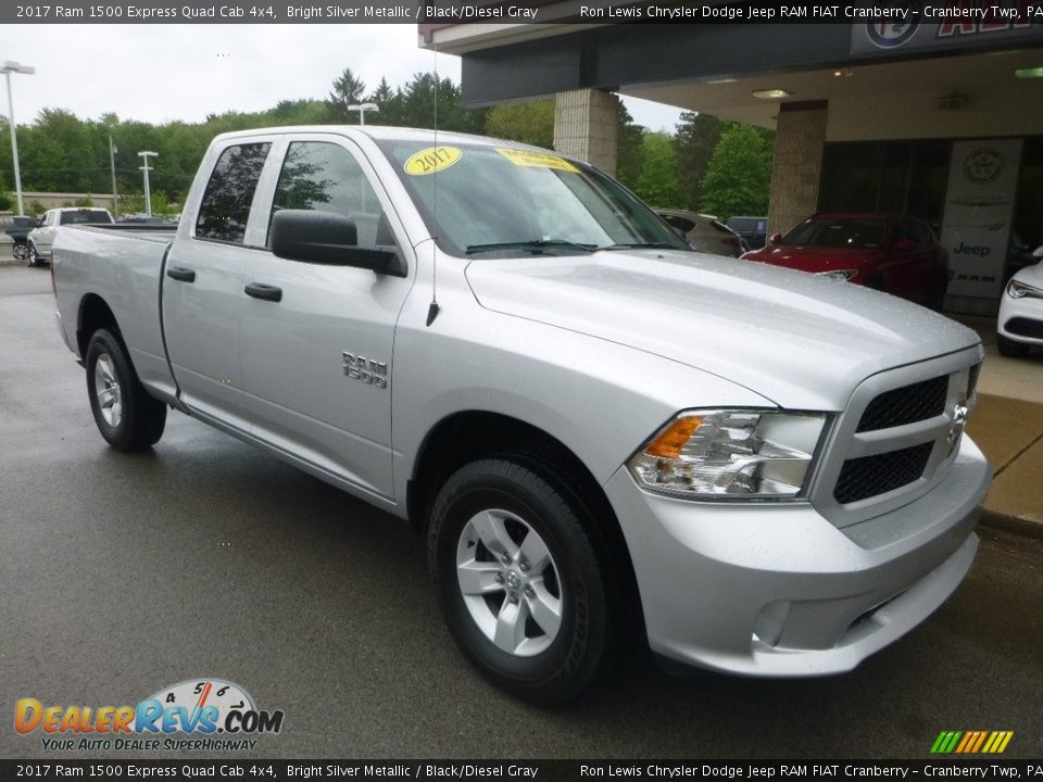 2017 Ram 1500 Express Quad Cab 4x4 Bright Silver Metallic / Black/Diesel Gray Photo #3