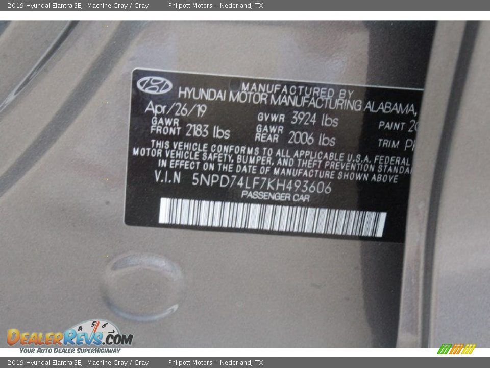 2019 Hyundai Elantra SE Machine Gray / Gray Photo #22