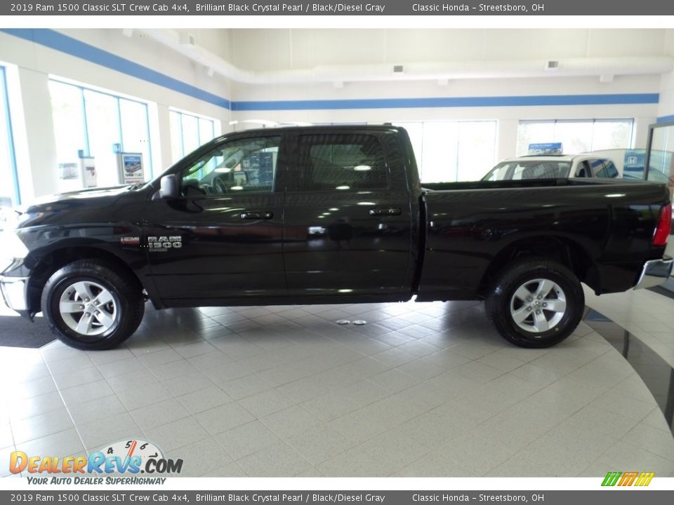 2019 Ram 1500 Classic SLT Crew Cab 4x4 Brilliant Black Crystal Pearl / Black/Diesel Gray Photo #2