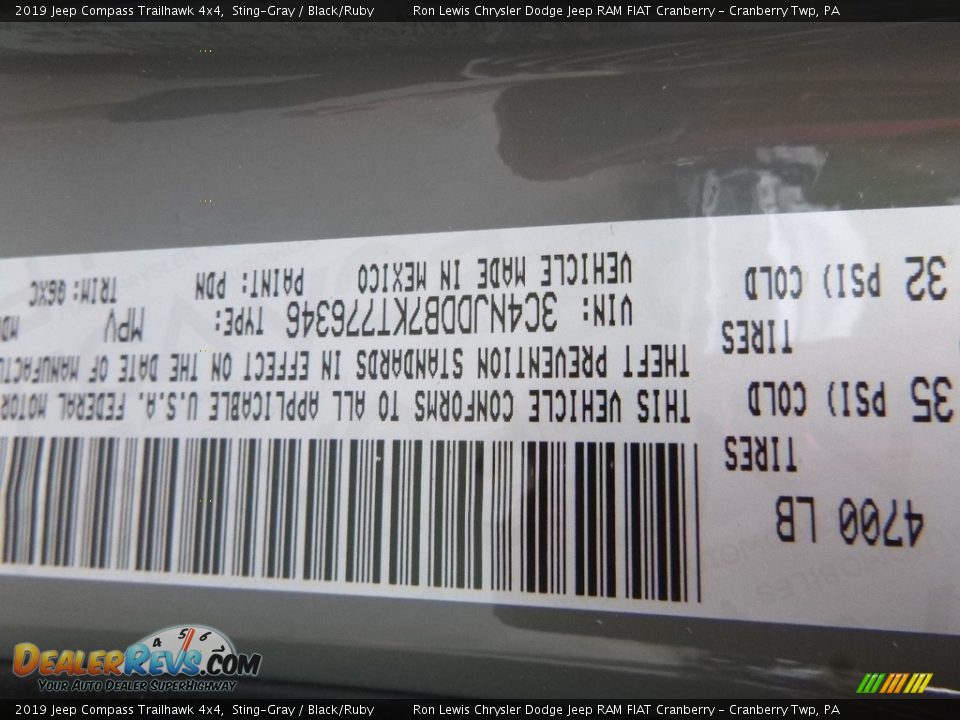 2019 Jeep Compass Trailhawk 4x4 Sting-Gray / Black/Ruby Photo #15