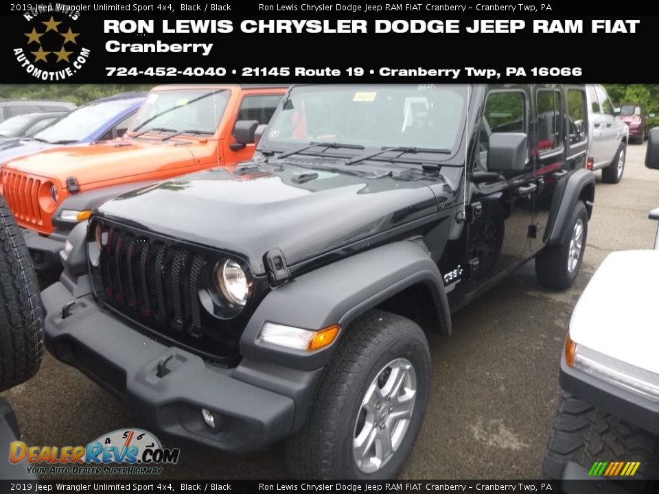 2019 Jeep Wrangler Unlimited Sport 4x4 Black / Black Photo #1