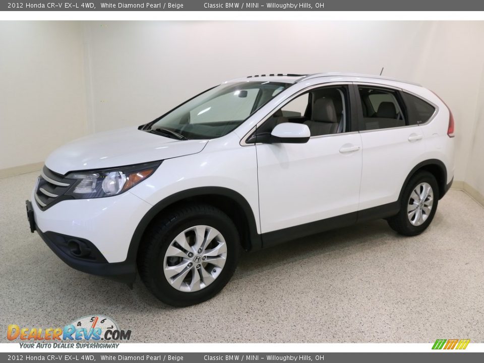 2012 Honda CR-V EX-L 4WD White Diamond Pearl / Beige Photo #3