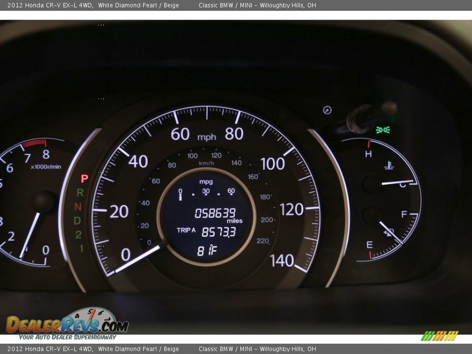 2012 Honda CR-V EX-L 4WD White Diamond Pearl / Beige Photo #8