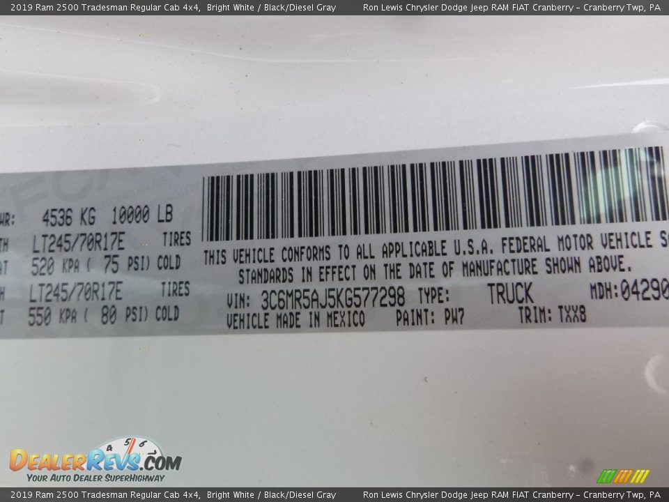 2019 Ram 2500 Tradesman Regular Cab 4x4 Bright White / Black/Diesel Gray Photo #15