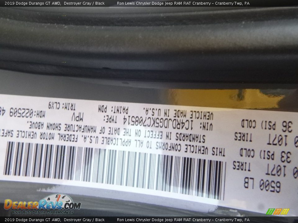 2019 Dodge Durango GT AWD Destroyer Gray / Black Photo #14