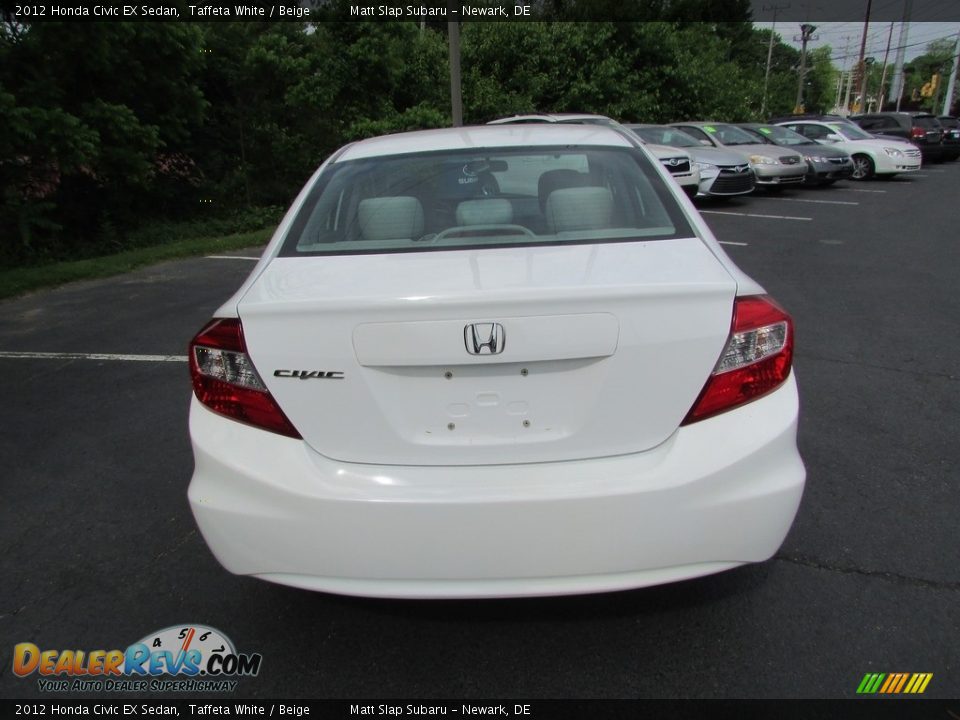 2012 Honda Civic EX Sedan Taffeta White / Beige Photo #7