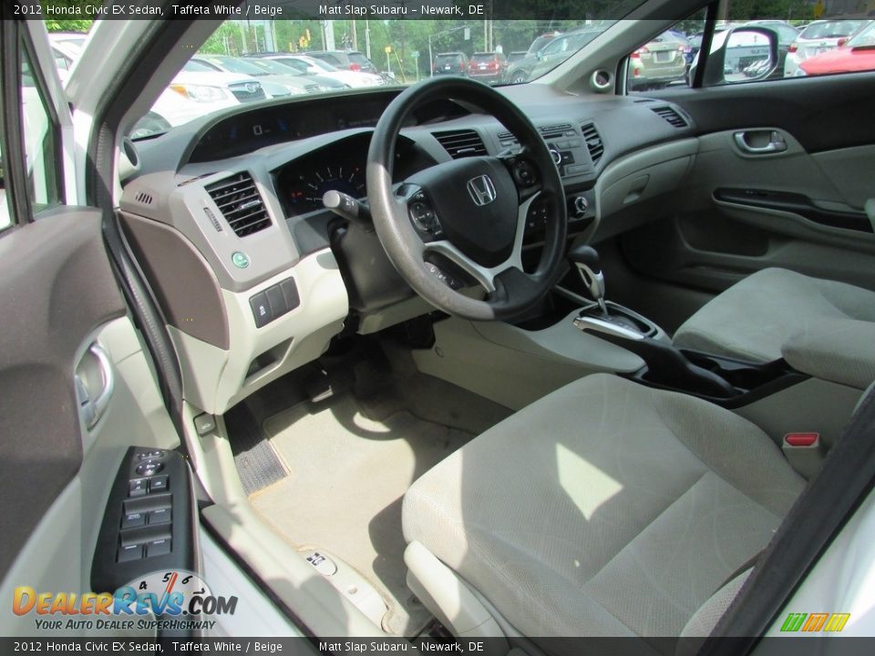 2012 Honda Civic EX Sedan Taffeta White / Beige Photo #12