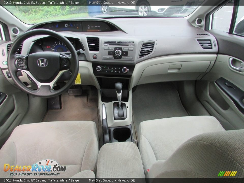 2012 Honda Civic EX Sedan Taffeta White / Beige Photo #25