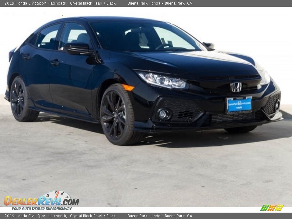 2019 Honda Civic Sport Hatchback Crystal Black Pearl / Black Photo #1