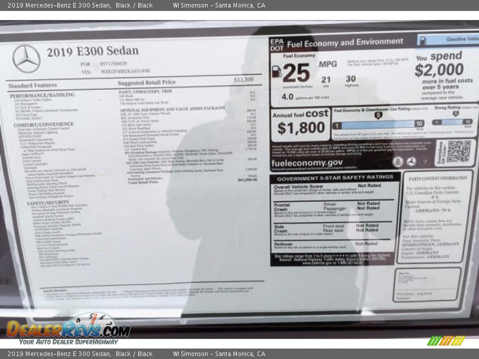 2019 Mercedes-Benz E 300 Sedan Black / Black Photo #10