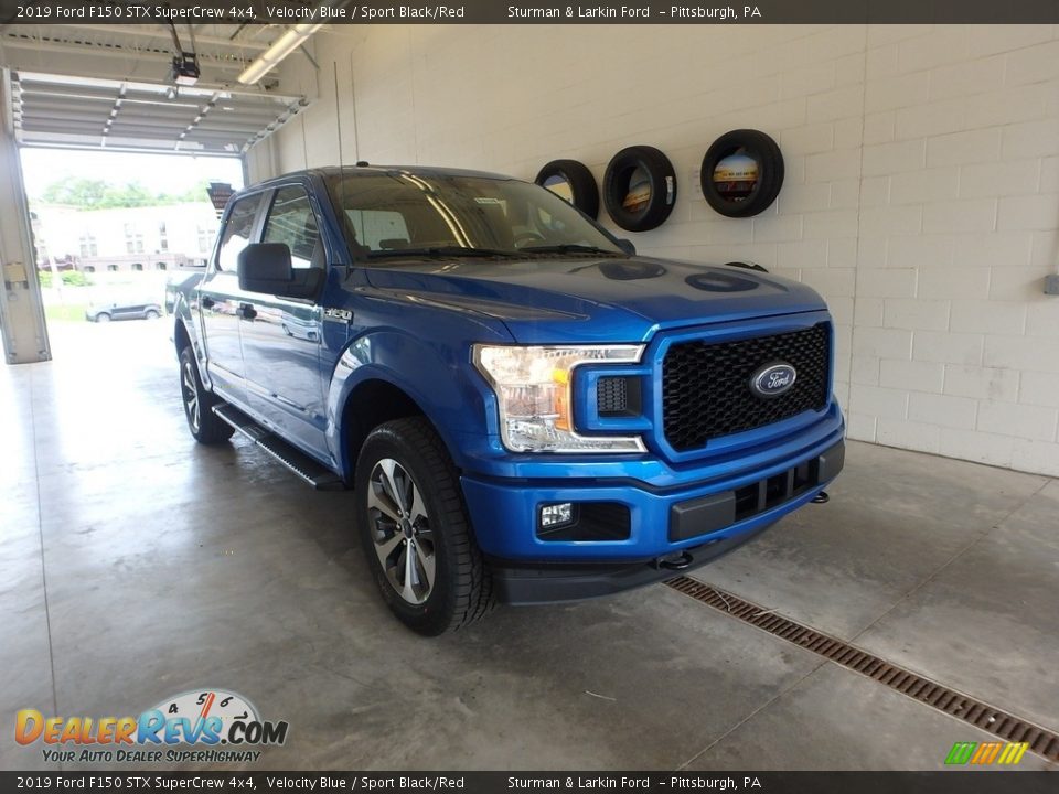2019 Ford F150 STX SuperCrew 4x4 Velocity Blue / Sport Black/Red Photo #1