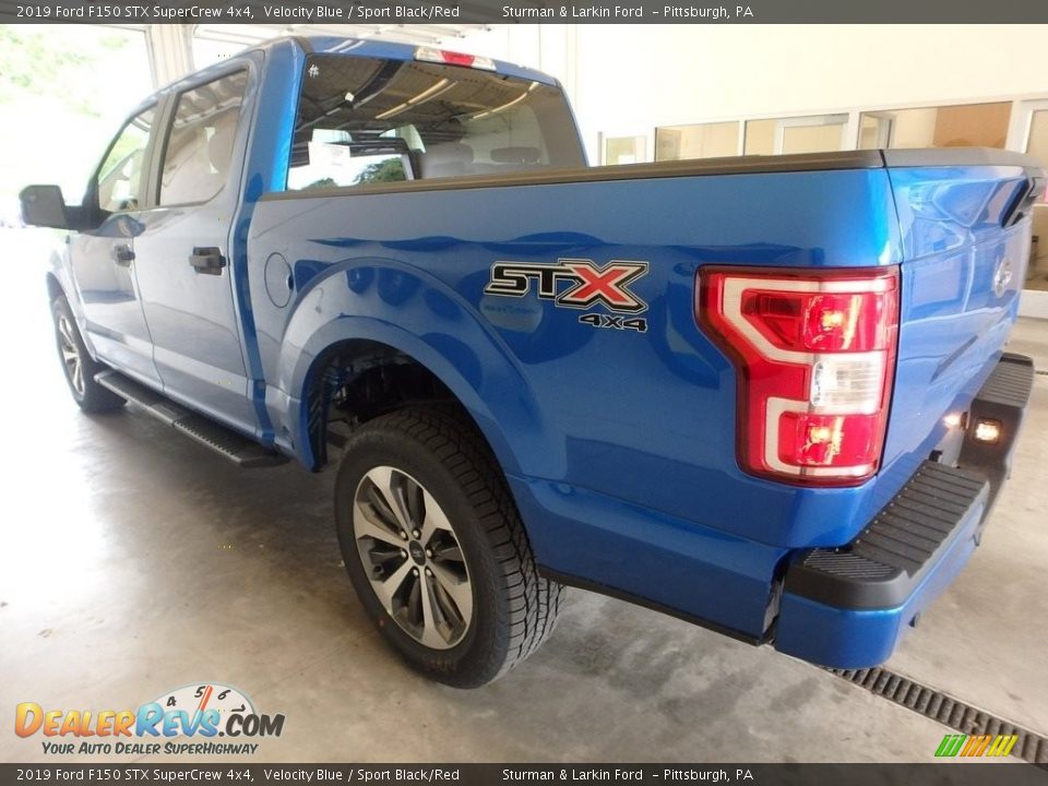 2019 Ford F150 STX SuperCrew 4x4 Velocity Blue / Sport Black/Red Photo #3