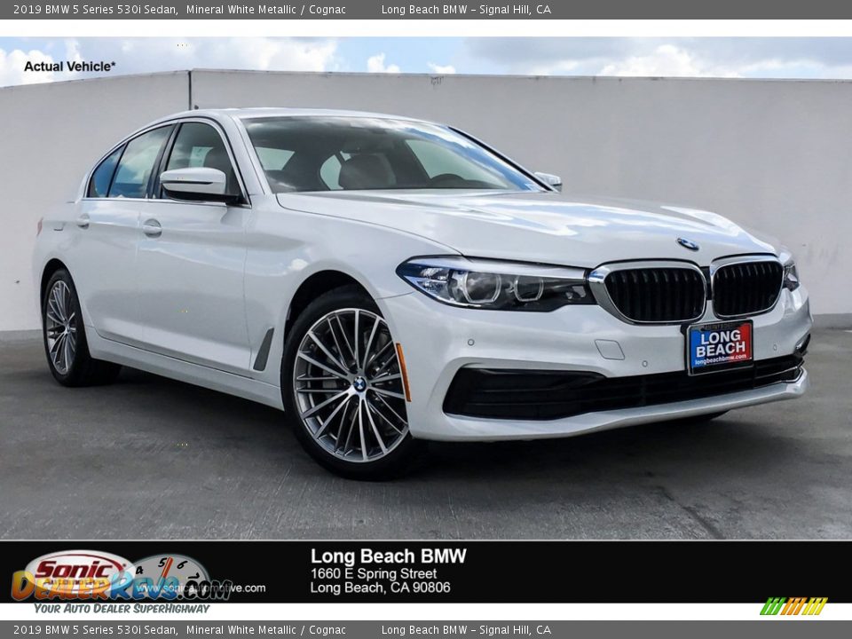 2019 BMW 5 Series 530i Sedan Mineral White Metallic / Cognac Photo #1