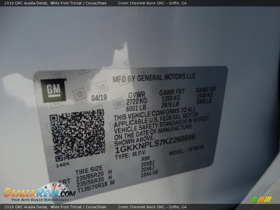 2019 GMC Acadia Denali White Frost Tricoat / Cocoa/Shale Photo #31