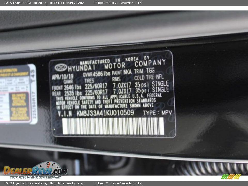 2019 Hyundai Tucson Value Black Noir Pearl / Gray Photo #23