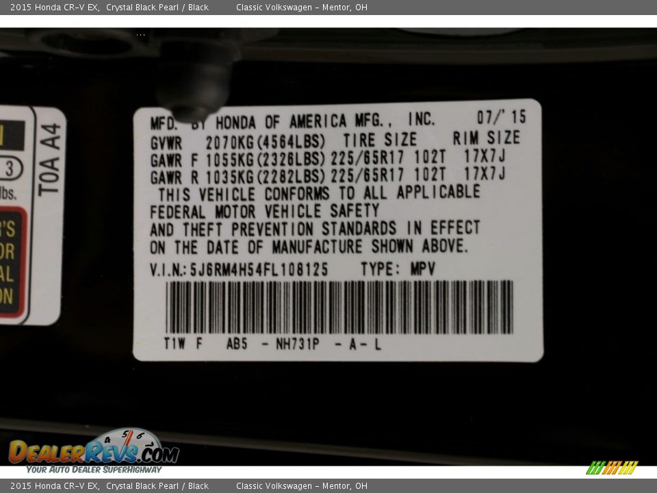 2015 Honda CR-V EX Crystal Black Pearl / Black Photo #26