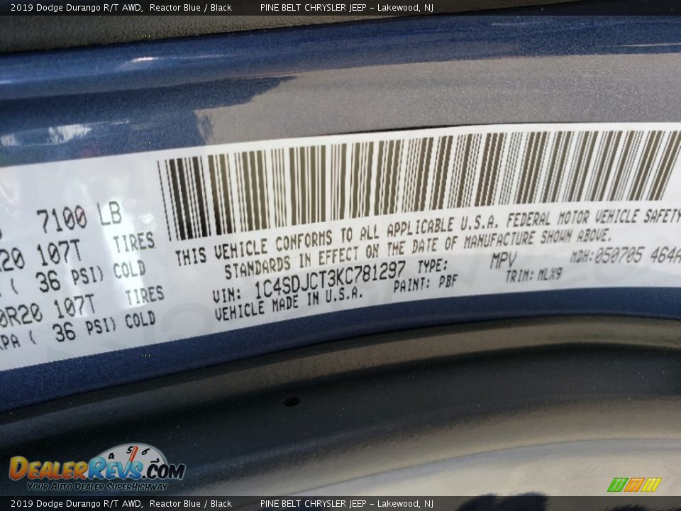 2019 Dodge Durango R/T AWD Reactor Blue / Black Photo #9