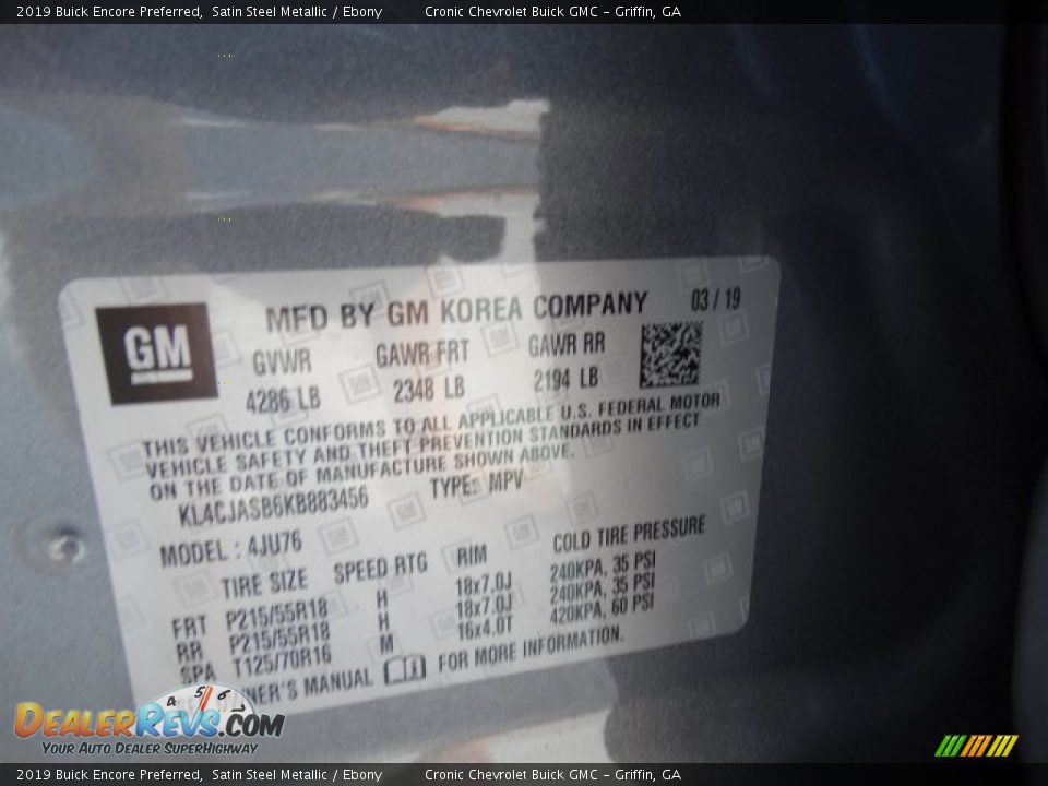 2019 Buick Encore Preferred Satin Steel Metallic / Ebony Photo #26