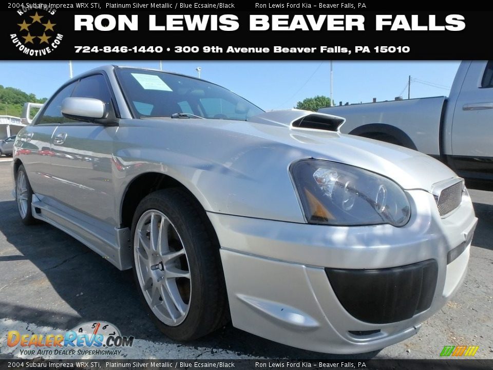 2004 Subaru Impreza WRX STi Platinum Silver Metallic / Blue Ecsaine/Black Photo #1