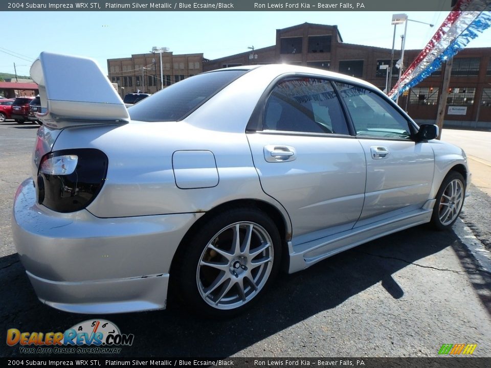 2004 Subaru Impreza WRX STi Platinum Silver Metallic / Blue Ecsaine/Black Photo #2