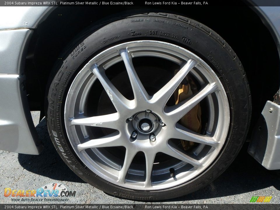 2004 Subaru Impreza WRX STi Platinum Silver Metallic / Blue Ecsaine/Black Photo #6