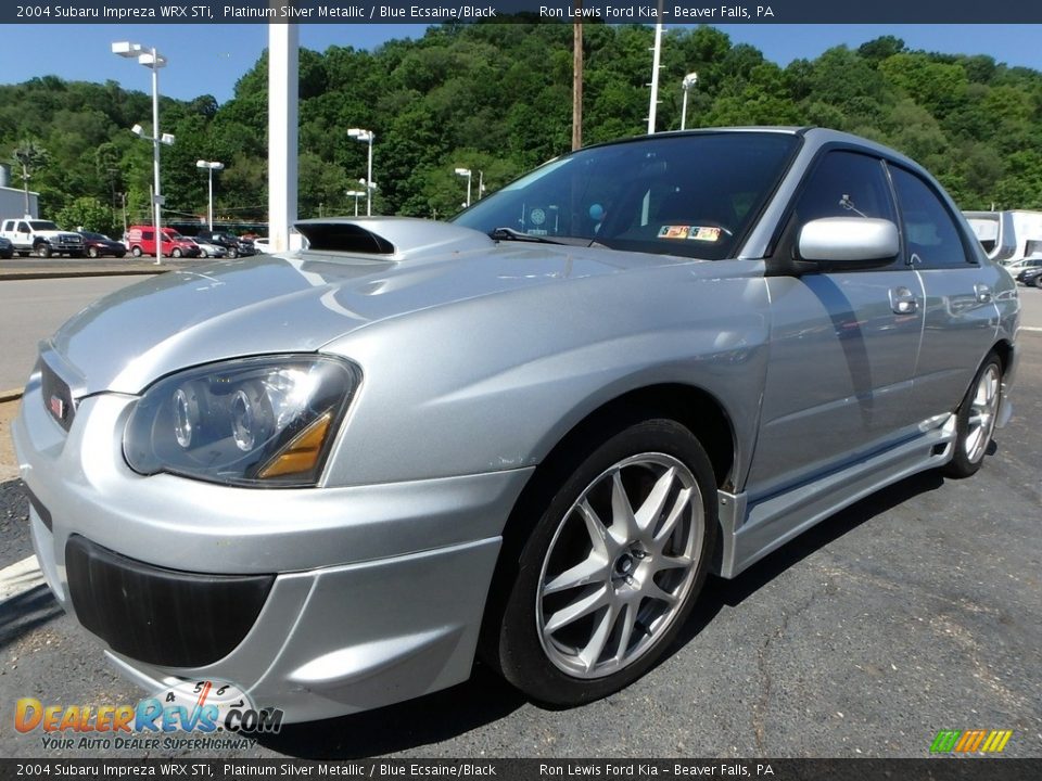 2004 Subaru Impreza WRX STi Platinum Silver Metallic / Blue Ecsaine/Black Photo #7
