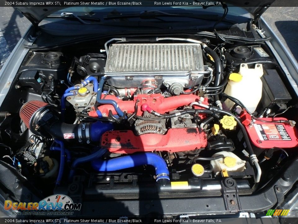 2004 Subaru Impreza WRX STi Platinum Silver Metallic / Blue Ecsaine/Black Photo #9