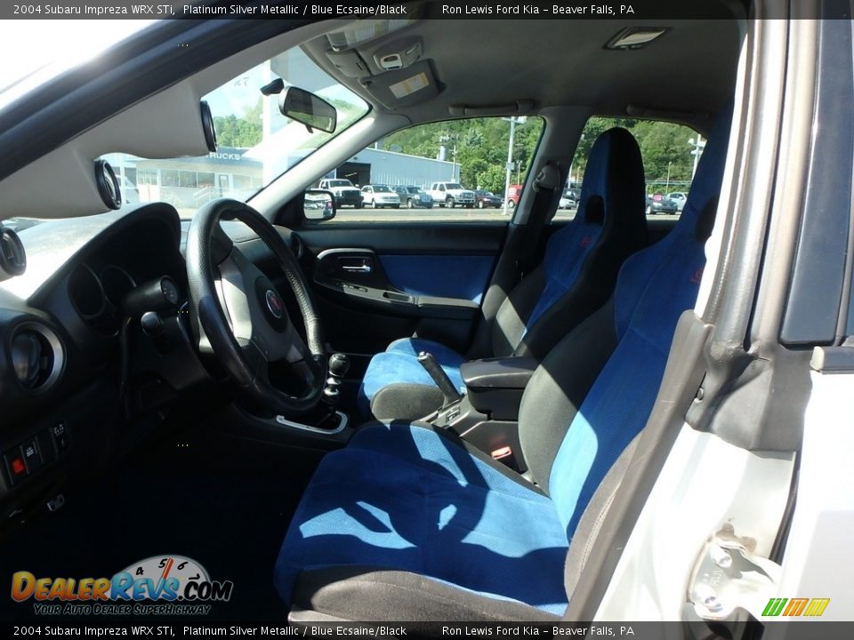 2004 Subaru Impreza WRX STi Platinum Silver Metallic / Blue Ecsaine/Black Photo #10