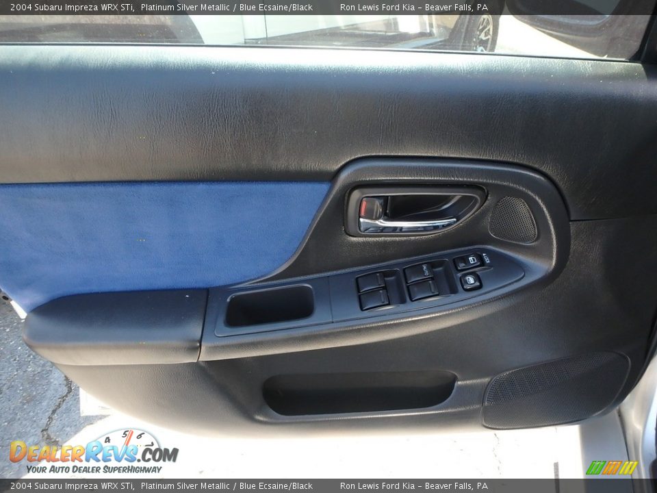 2004 Subaru Impreza WRX STi Platinum Silver Metallic / Blue Ecsaine/Black Photo #13