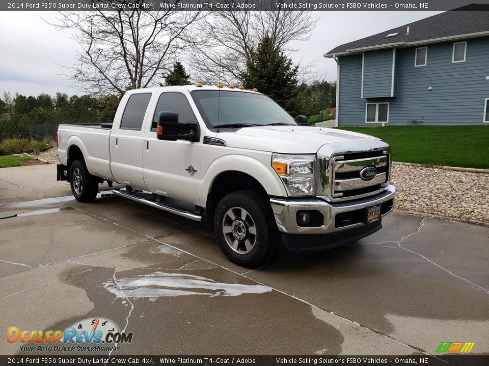 2014 Ford F350 Super Duty Lariat Crew Cab 4x4 White Platinum Tri-Coat / Adobe Photo #1