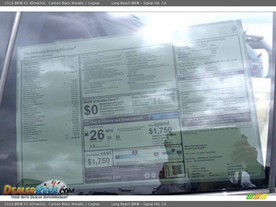 2019 BMW X3 sDrive30i Carbon Black Metallic / Cognac Photo #11