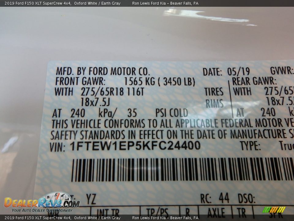 2019 Ford F150 XLT SuperCrew 4x4 Oxford White / Earth Gray Photo #14