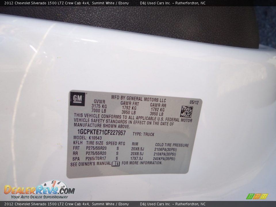 2012 Chevrolet Silverado 1500 LTZ Crew Cab 4x4 Summit White / Ebony Photo #16