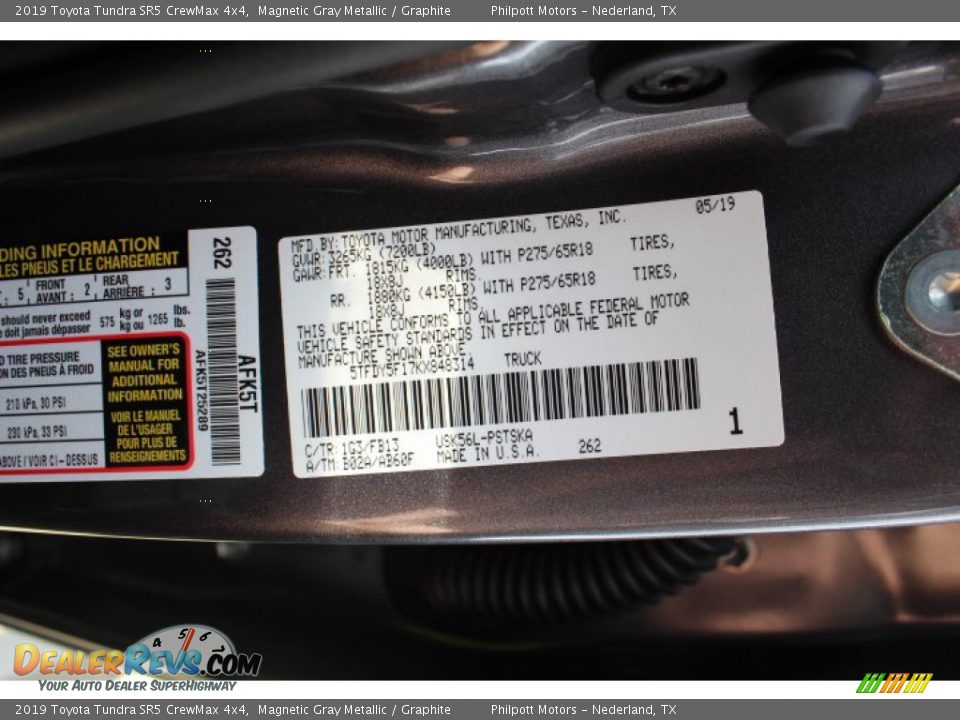 2019 Toyota Tundra SR5 CrewMax 4x4 Magnetic Gray Metallic / Graphite Photo #24