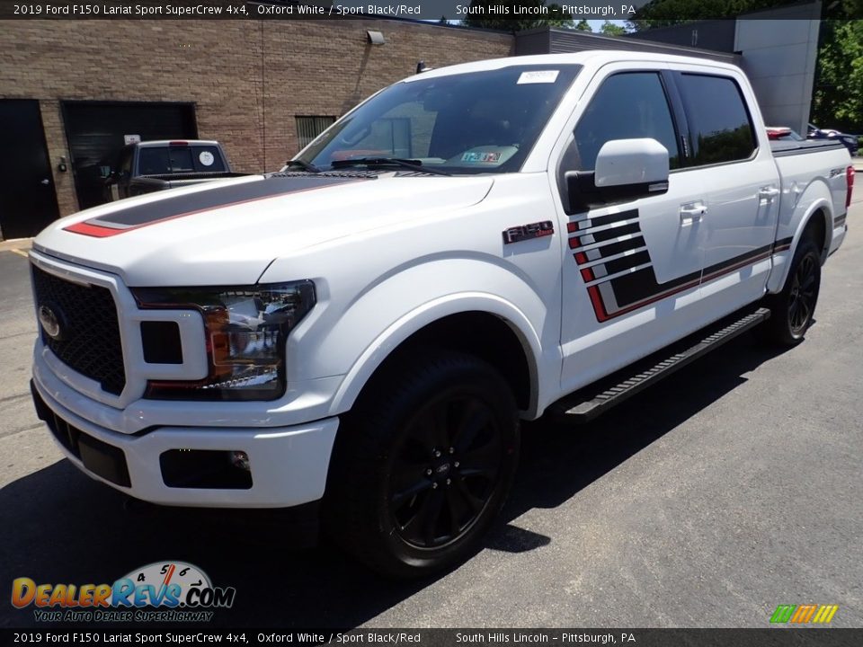 2019 Ford F150 Lariat Sport SuperCrew 4x4 Oxford White / Sport Black/Red Photo #1