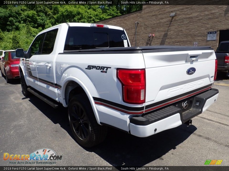 2019 Ford F150 Lariat Sport SuperCrew 4x4 Oxford White / Sport Black/Red Photo #2