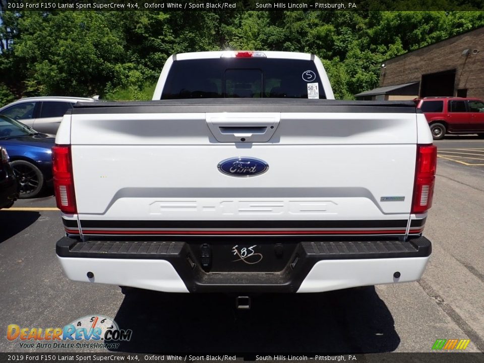 2019 Ford F150 Lariat Sport SuperCrew 4x4 Oxford White / Sport Black/Red Photo #3