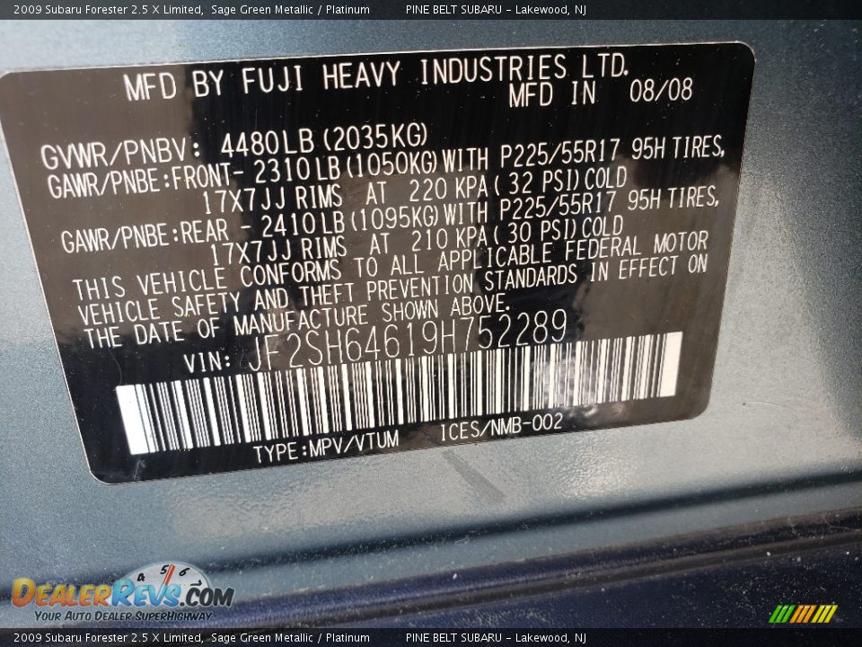 2009 Subaru Forester 2.5 X Limited Sage Green Metallic / Platinum Photo #30
