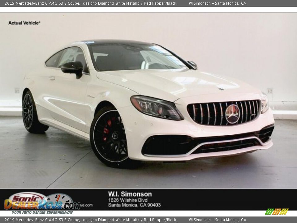 2019 Mercedes-Benz C AMG 63 S Coupe designo Diamond White Metallic / Red Pepper/Black Photo #1