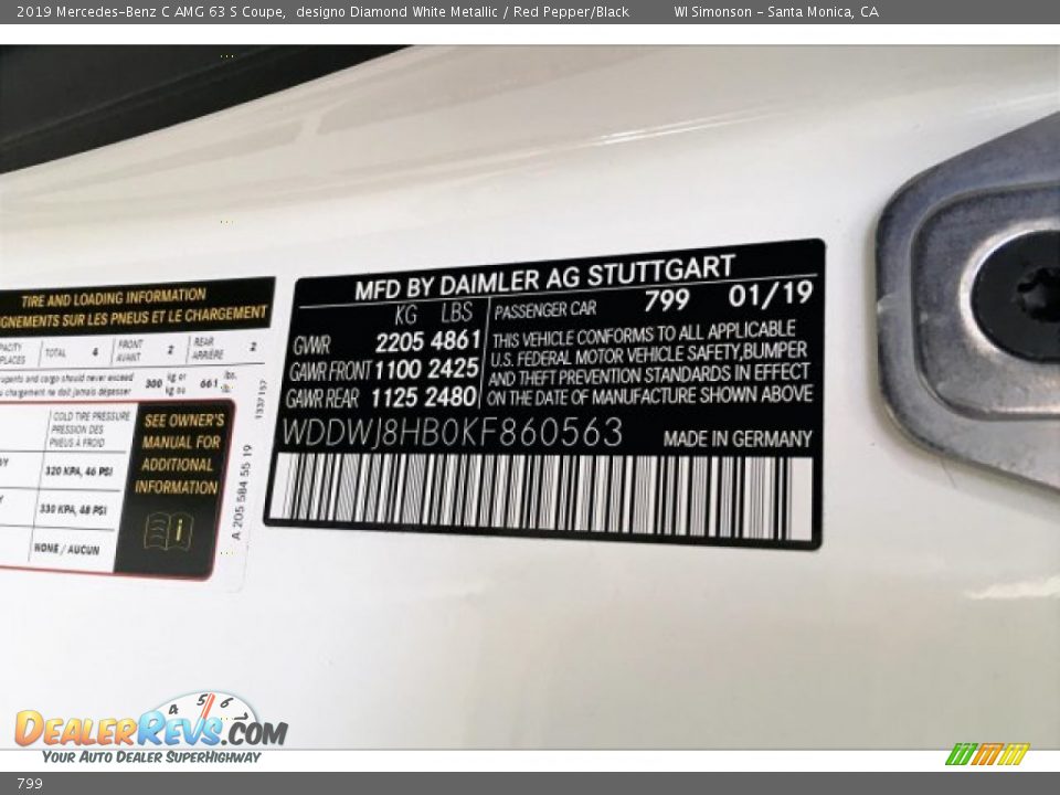 Mercedes-Benz Color Code 799 designo Diamond White Metallic