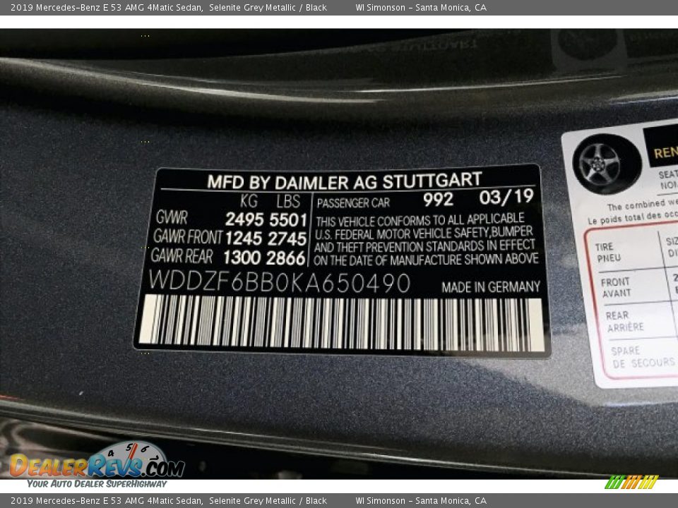2019 Mercedes-Benz E 53 AMG 4Matic Sedan Selenite Grey Metallic / Black Photo #11