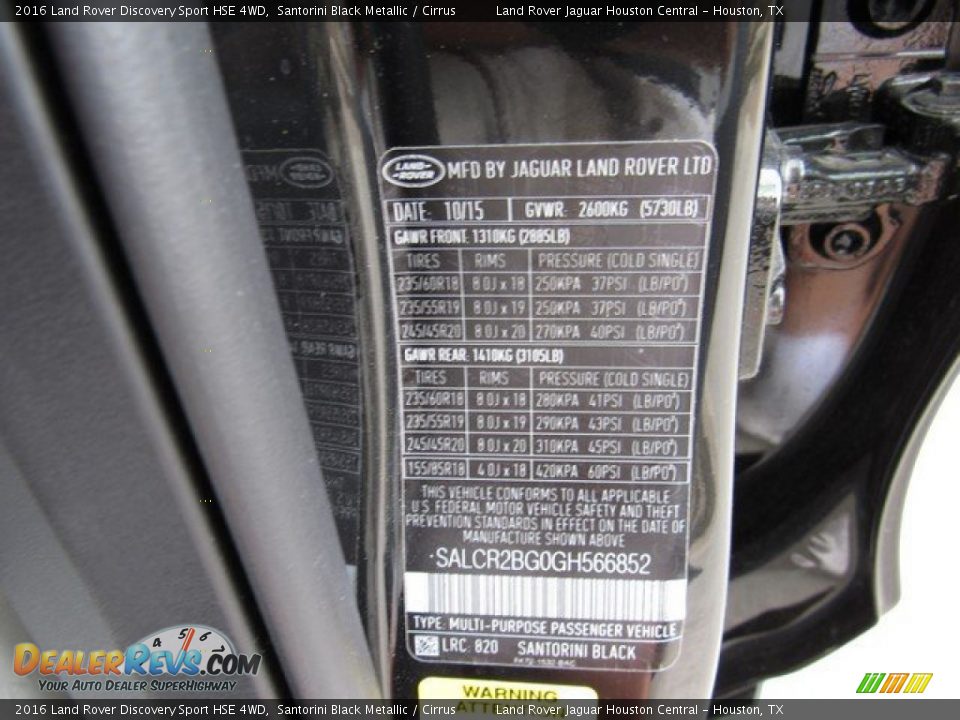 2016 Land Rover Discovery Sport HSE 4WD Santorini Black Metallic / Cirrus Photo #22
